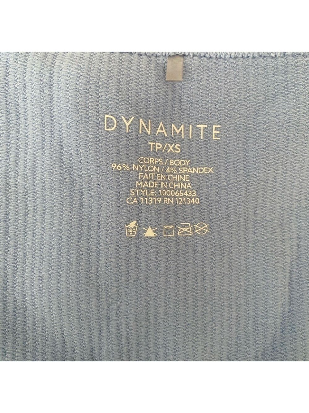 Dynamite Light Blue Ribbed Cropped Top XS - Picture 4 of 6